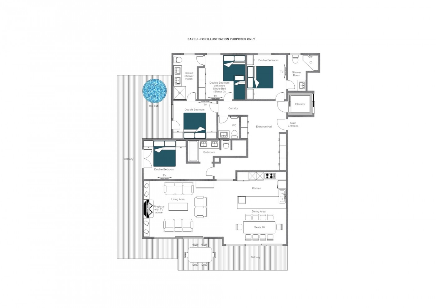 Apartment Sayeu 116 Verbier Floor Plan 1